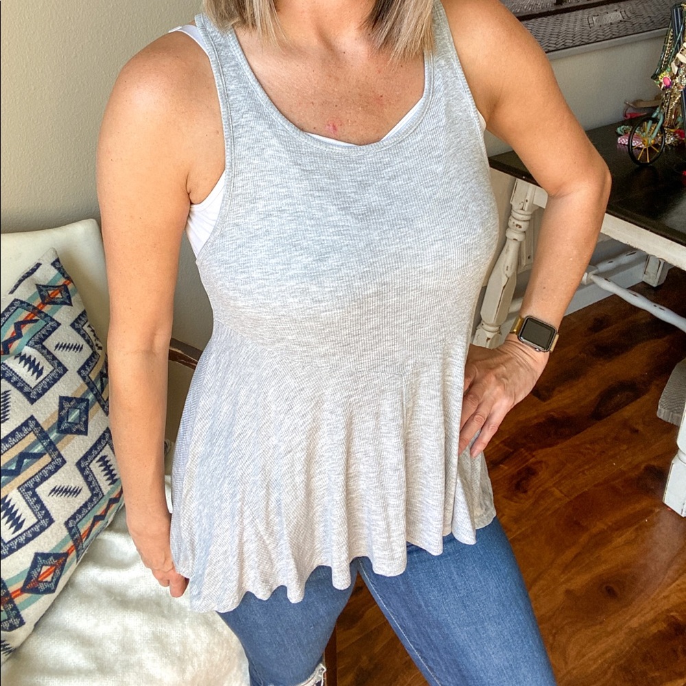 Forever 21 Soft Gray A Line Fit & Flare Tank Top